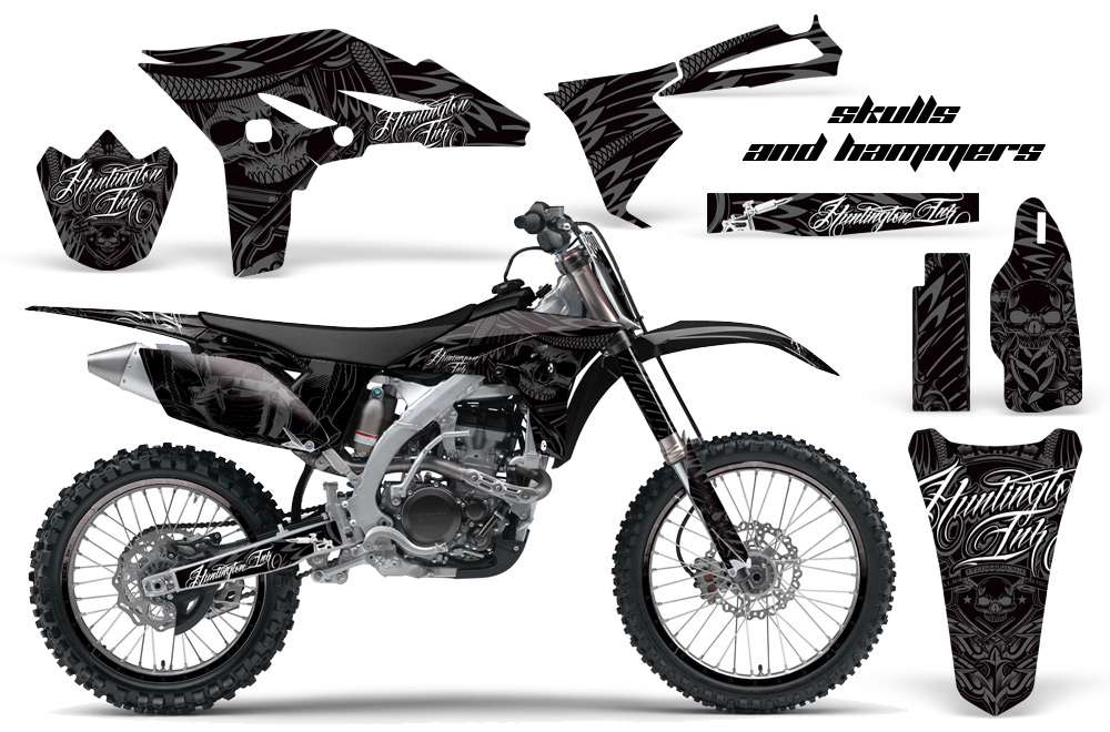 Yamaha YZ250F 2010 Graphics Kit HI SKULLSHAMMERS-SILVER-NP